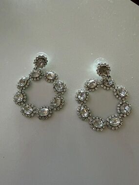 Clear Crystal Hoop Earrings - Silver-Tone Sparkle